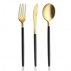 Amore Black Touch Titanyum Mat Gold 30 Parça Çatal Kaşık Bıçak Takımı (Bıçaklı)
