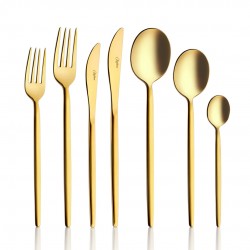 Amore Titanyum Mat Gold 7 Parça Tek Kişilik Çatal Kaşık Bıçak Takımı