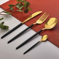 Amore Black Touch Titanyum Mat Gold 72 Parça Çatal Kaşık Bıçak Takımı 